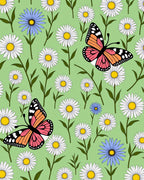 Whimsical Monarch Butterfly Daisy Garden Rug