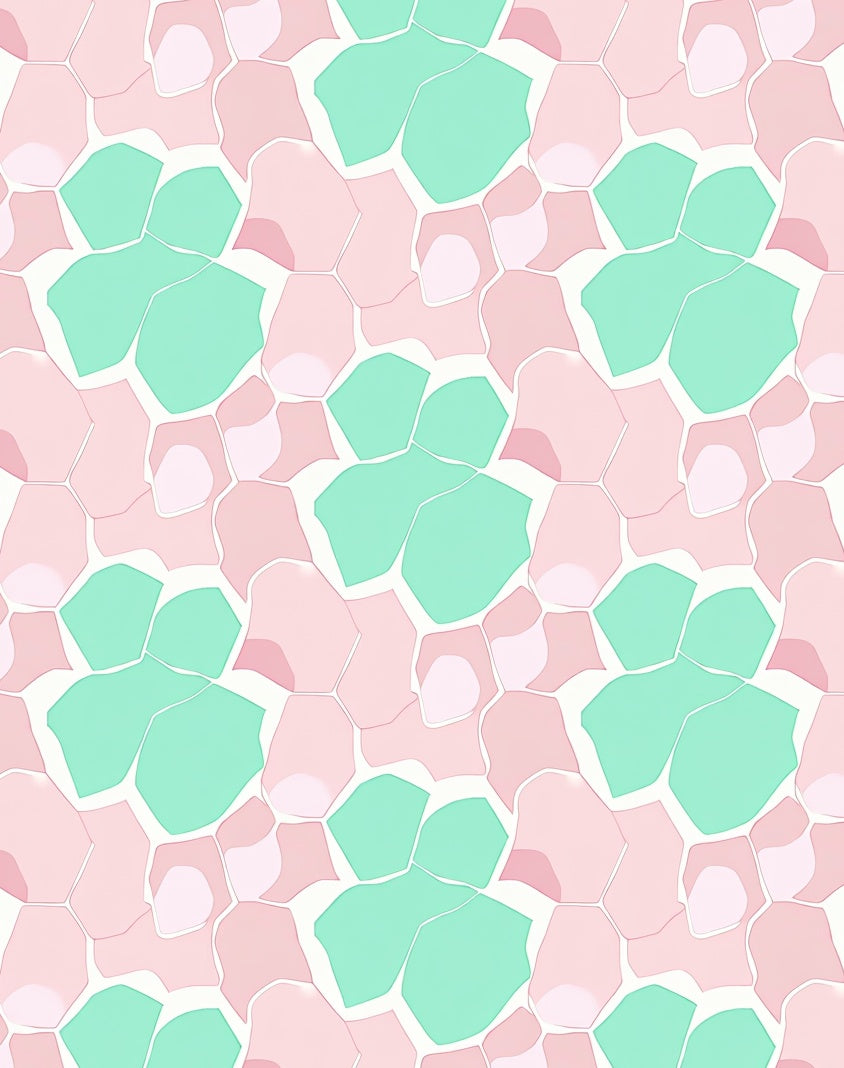 Blush Pink Teal Organic Shapes Rug