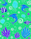 Whimsical Blue Dolphin Ocean Scene Rug