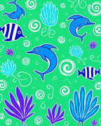 Whimsical Blue Dolphin Ocean Scene Rug