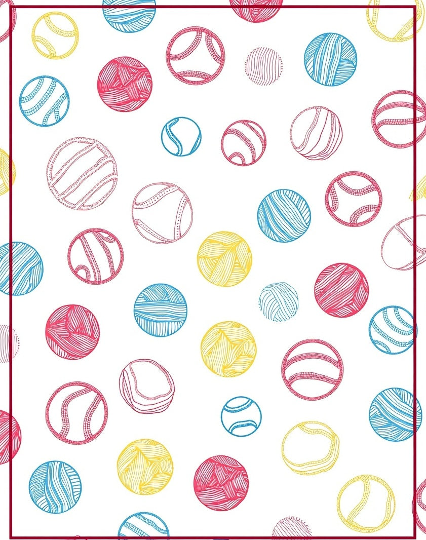 Colorful Drawn Circles Yarn Balls Rug