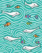 Playful Dolphins and Colorful Fish Water Rug