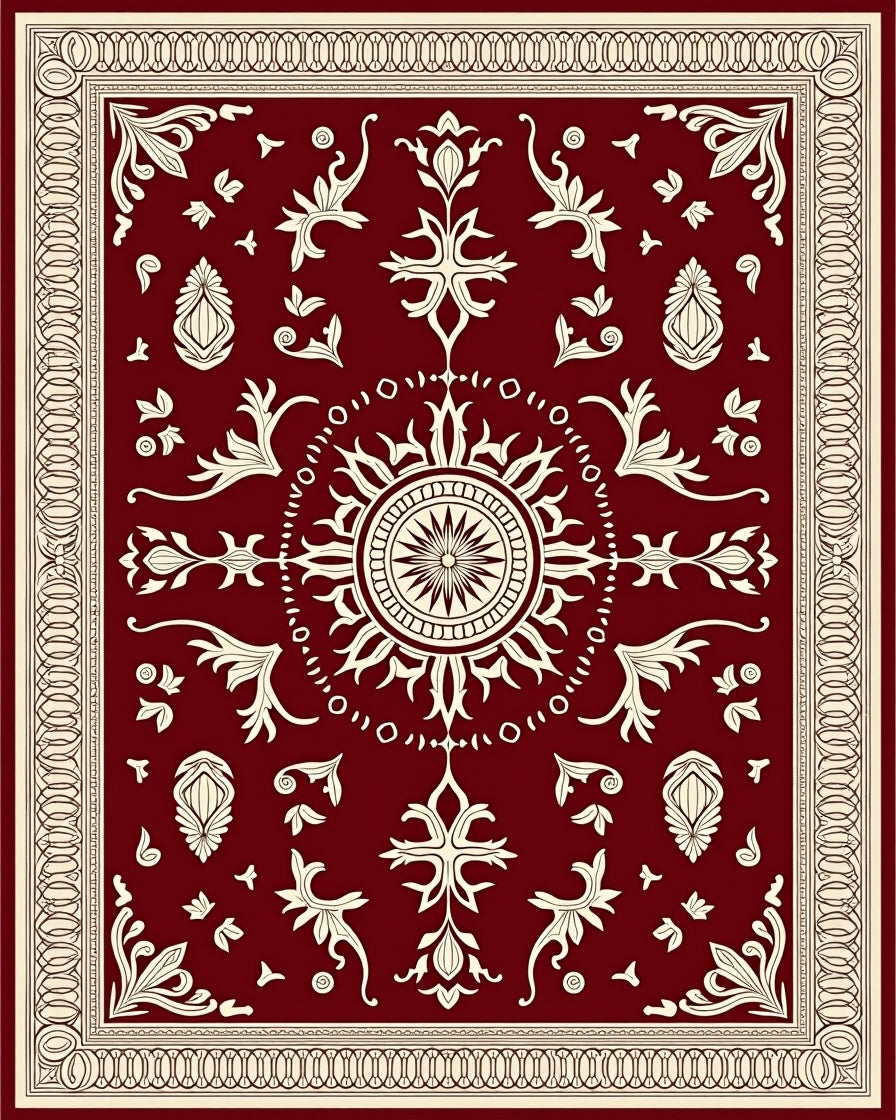 Crimson Ivory Elaborate Medallion Rug