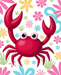 Cheerful Red Crab Floral Garden Rug
