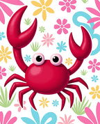 Cheerful Red Crab Floral Garden Rug