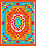 Vivid Orange Floral Medallion Burst Rug