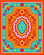Vivid Orange Floral Medallion Burst Rug