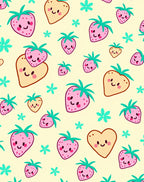 Kawaii Pink Strawberry Heart Field Rug