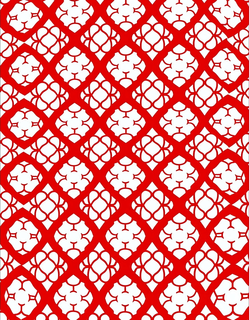 Bold Red Lattice Geometric Rug