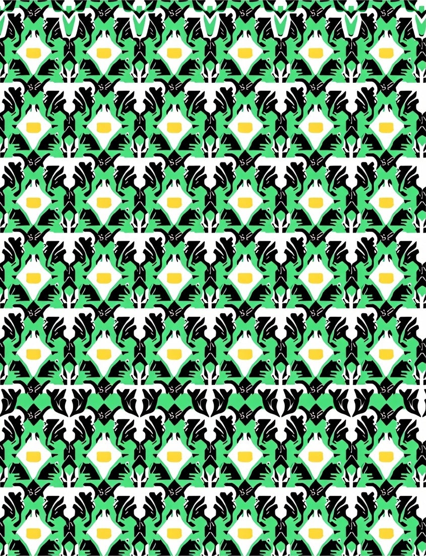 Vibrant Green Black White Yellow Lattice Rug