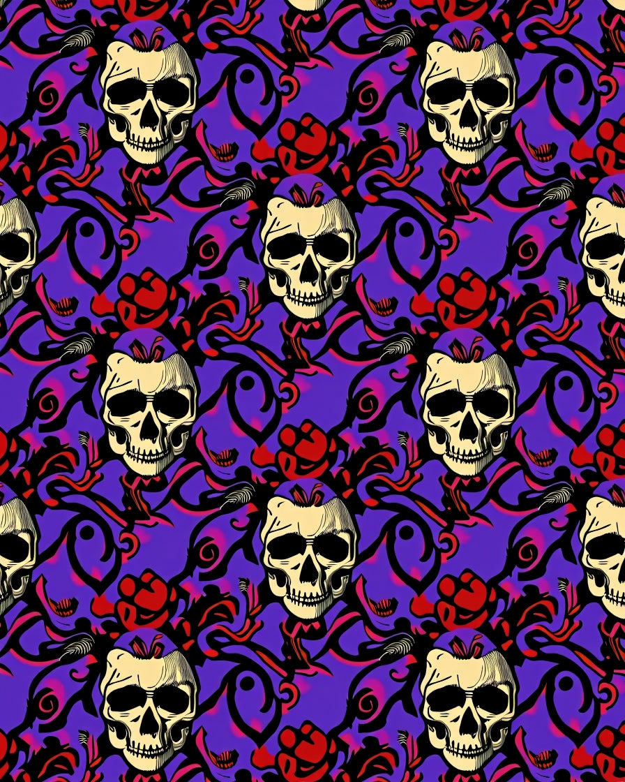 Gothic Skull Rose Swirls Rug