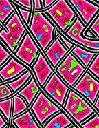 Vibrant Pink Geometric Abstract Blocks Rug