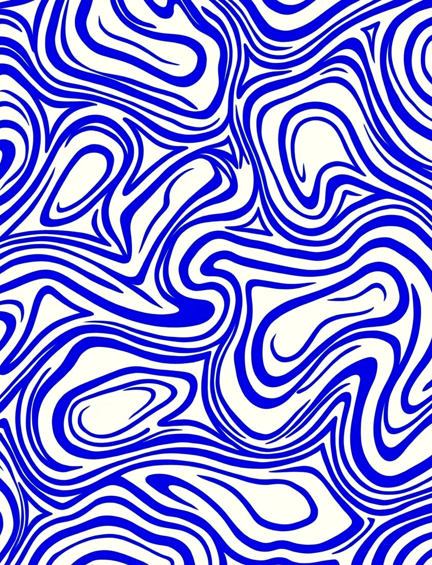 Bold Blue Swirl Marbled Rug