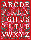 Red Floral Alphabet Garden Rug
