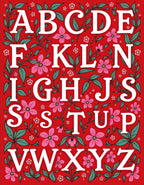 Red Floral Alphabet Garden Rug