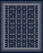 Navy Blue Intricate Geometric Lattice Rug