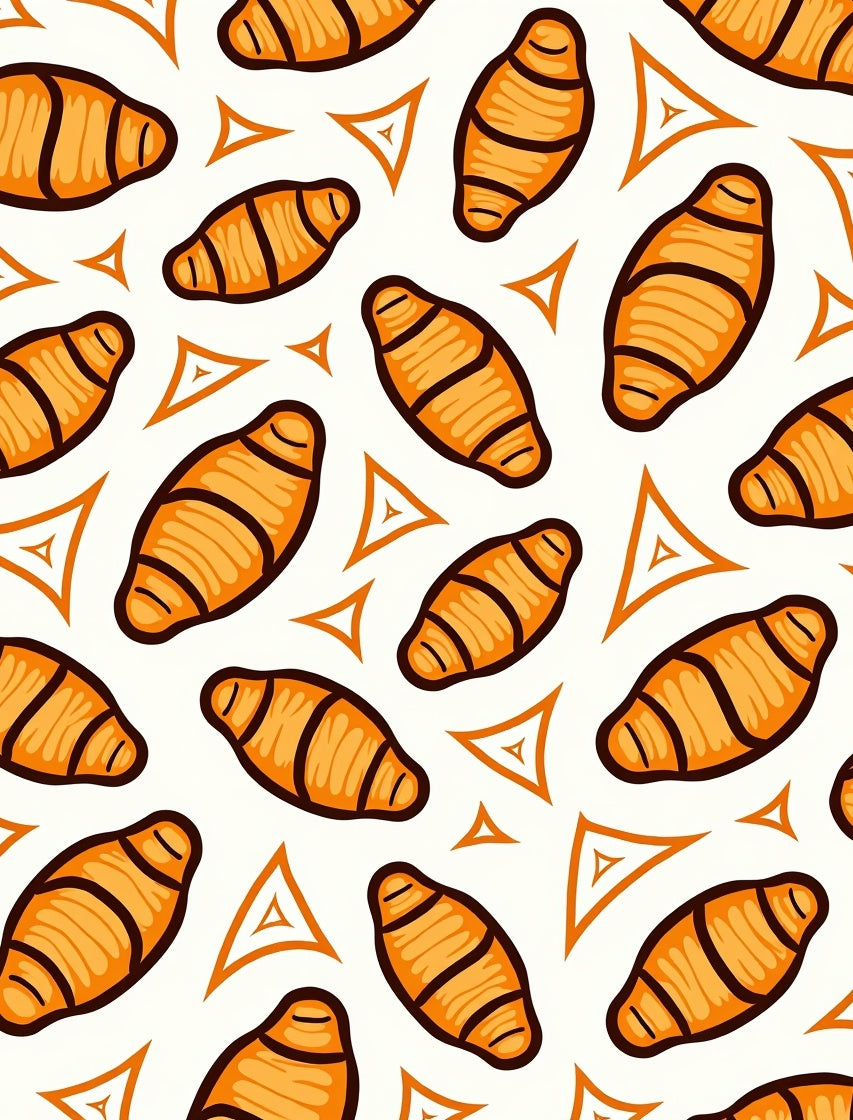 Croissant Orange Triangles Repeating Pattern Rug