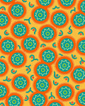 Vibrant Orange Teal Sunburst Medallion Rug