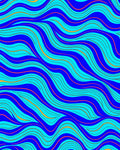 Vibrant Blue Aqua Wavy Lines Rug