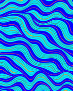 Vibrant Blue Aqua Wavy Lines Rug