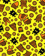 Tribal Creatures Orange Yellow Rug