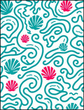 Teal Coral Swirl Shell Collage Rug