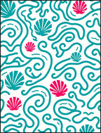 Teal Coral Swirl Shell Collage Rug