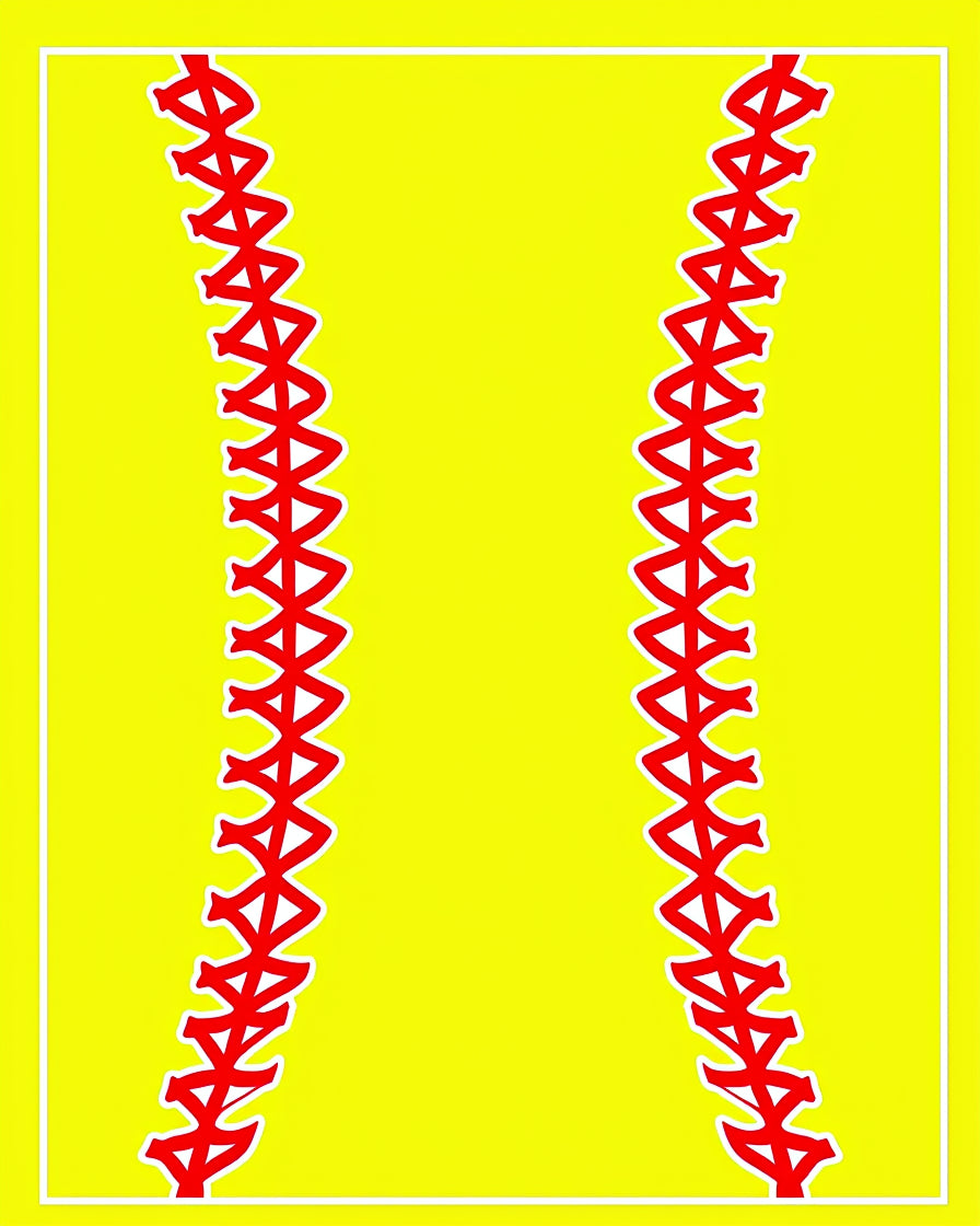 Bright Yellow Red Stitching Rectangles Rug