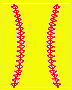Bright Yellow Red Stitching Rectangles Rug