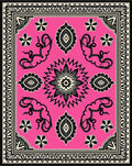 Bright Pink Folk Animal Medallion Rug