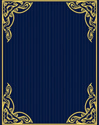 Ornate Gold Border Navy Pinstripe Rug