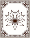 Ornate Brown Lotus Frame Rug