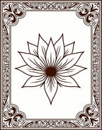 Ornate Brown Lotus Frame Rug