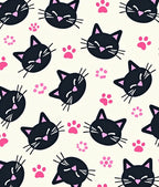 Cute Black Kitties Pink Paw Prints Rug
