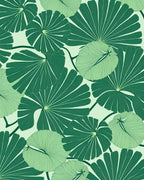 Emerald Green Fan Leaf Arrangement Rug