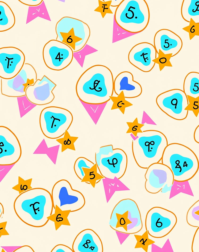Whimsical Teal Yellow Number Shapes Rug