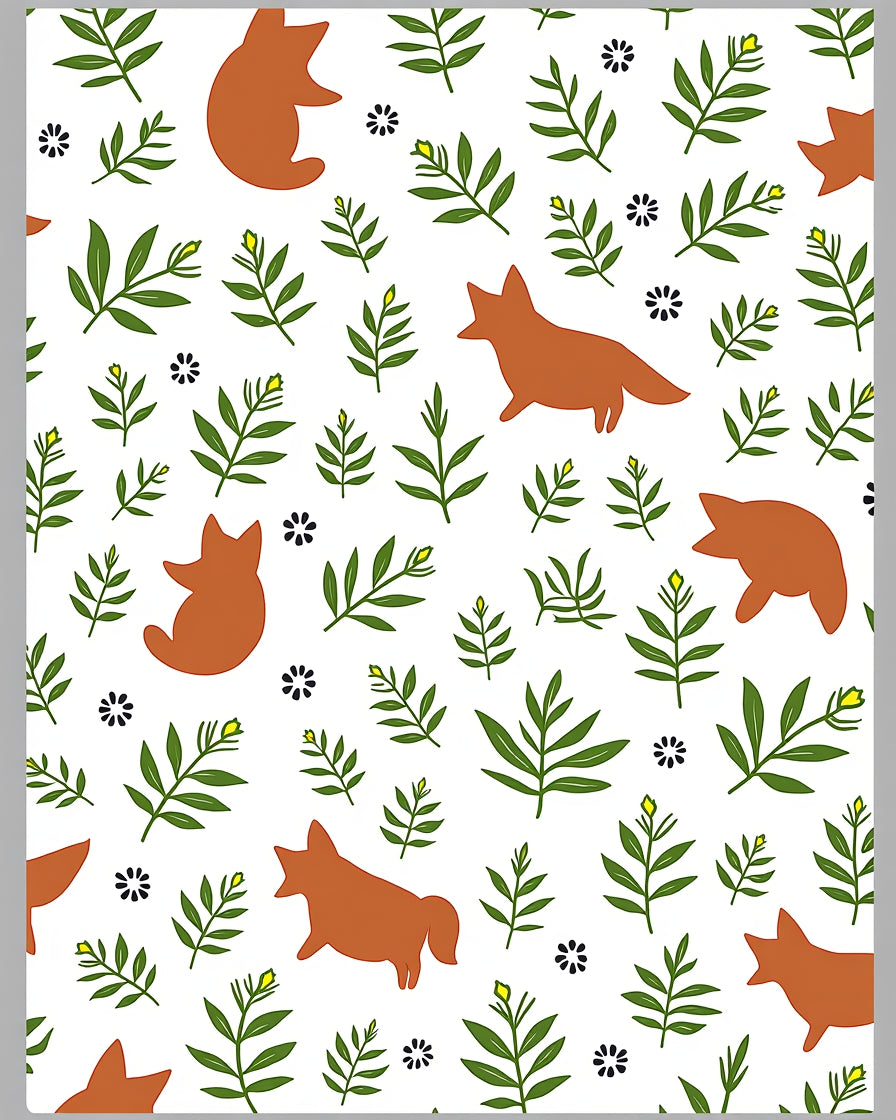 Whimsical Brown Fox Foliage Garden Rug