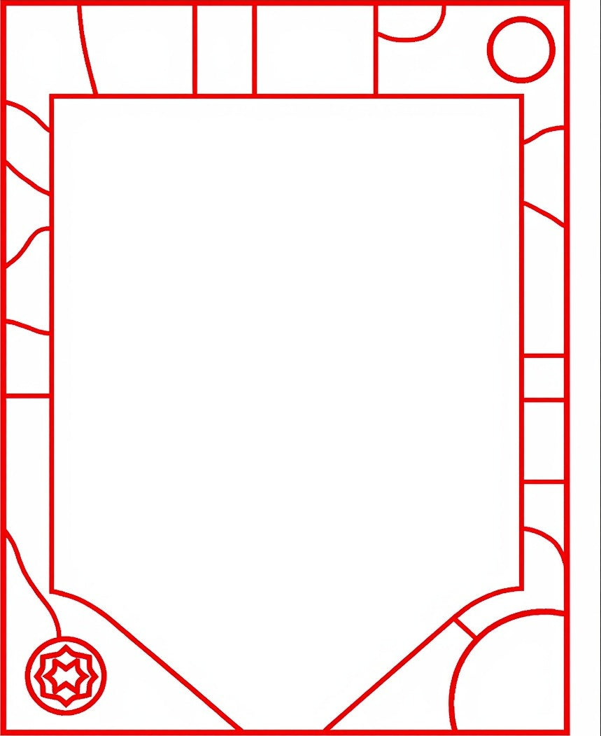 Crimson Geometric Octagon Border Rug