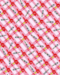 Pink Red Gingham Whimsical Figures Rug