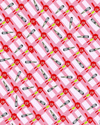 Pink Red Gingham Whimsical Figures Rug