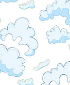 Whimsical Blue Sky Cloud Cluster Rug