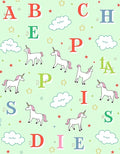 Whimsical Unicorn Alphabet Clouds Stars Rug
