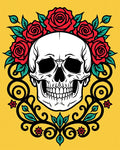 Red Rose Skull Tattoo Art Rug