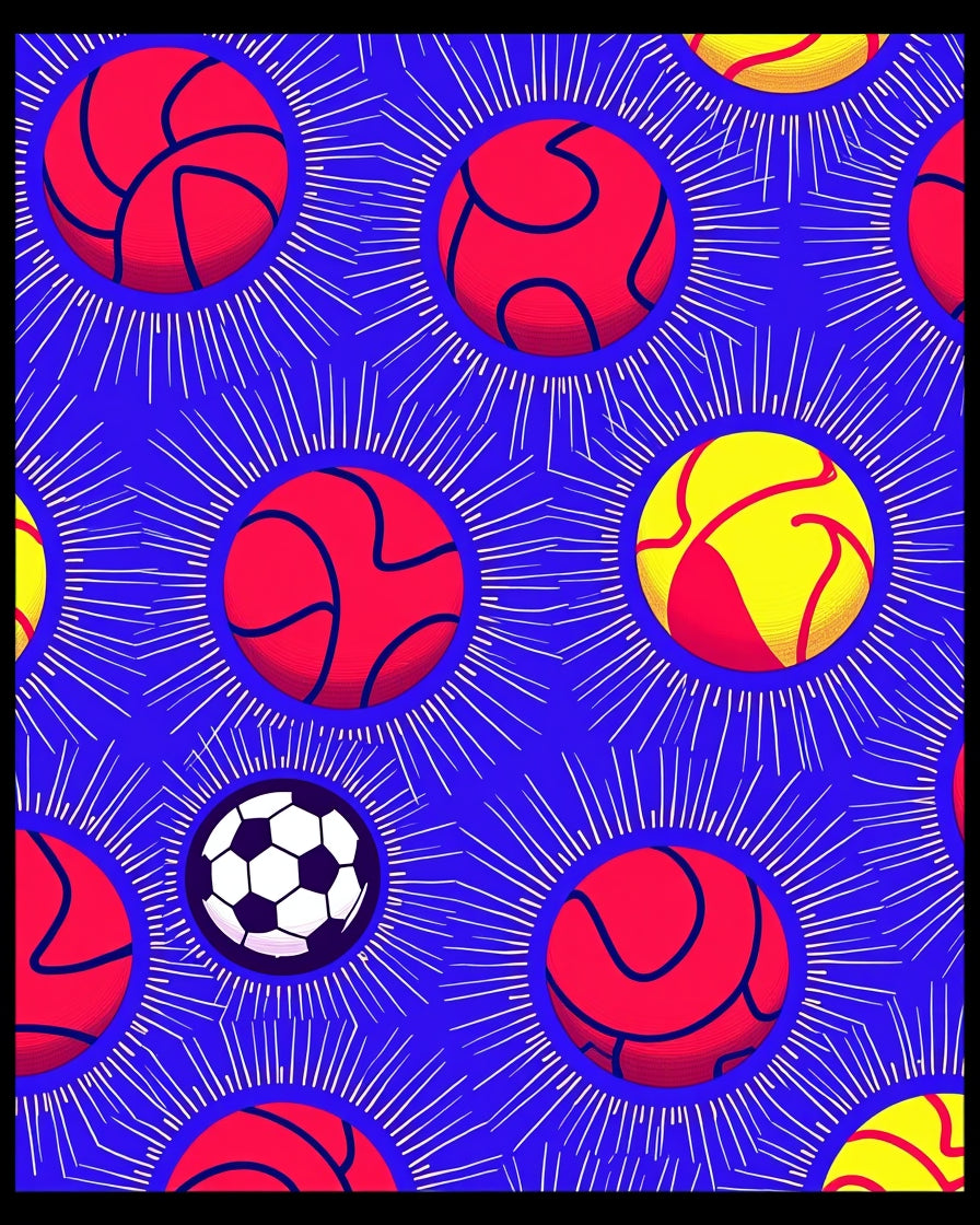 Vivid Red Yellow Balls Bursting Rug