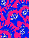 Bold Blue Floral Starburst Pink Rug