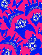 Bold Blue Floral Starburst Pink Rug