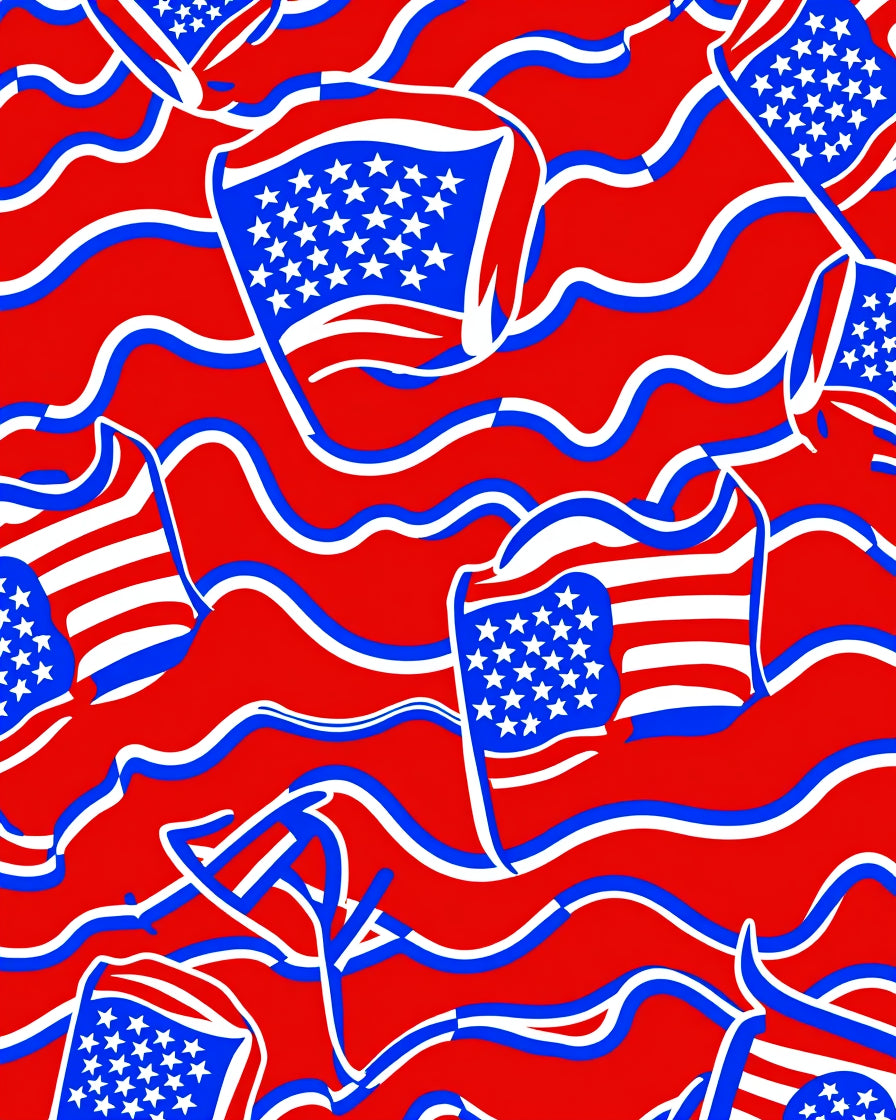 Bold Red White Blue Waving Flag Rug
