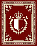 Burgundy Crowned Coat of Arms Crest Rug