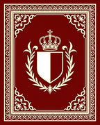 Burgundy Crowned Coat of Arms Crest Rug