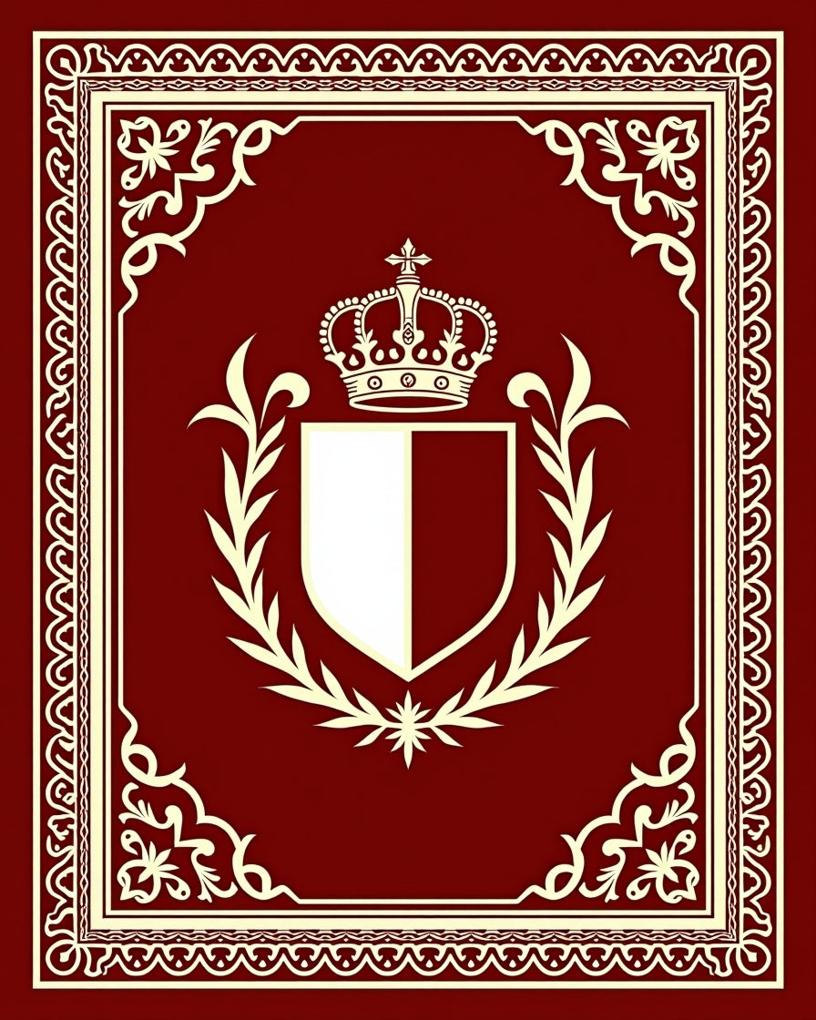 Burgundy Crowned Coat of Arms Crest Rug
